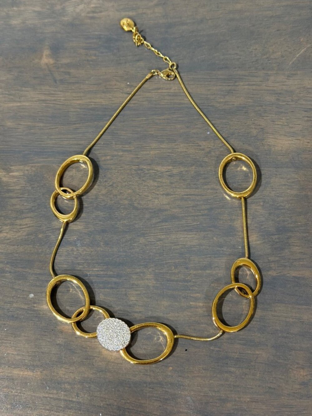 Vintage Swarovski Crystal Gold Plated Necklace Ovals Great Condition